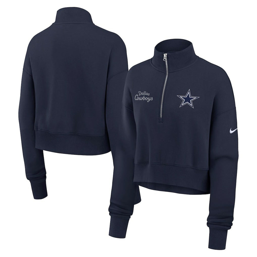 Dallas Cowboys Women's Primetime Phoenix Half-Zip Sweatshirt Navy | Nike for Sale