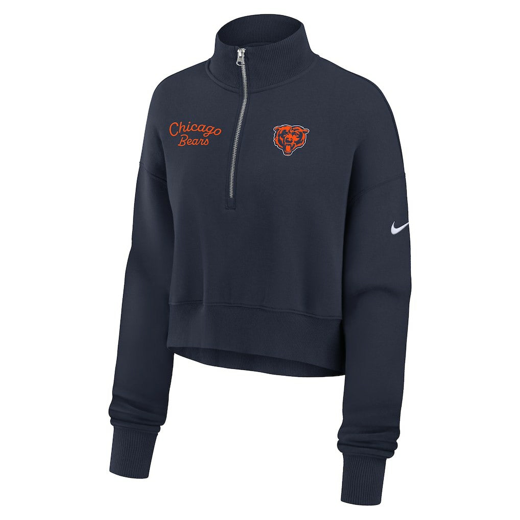 Chicago Bears Women's Primetime Phoenix Half-Zip Sweatshirt Navy | Nike for Sale
