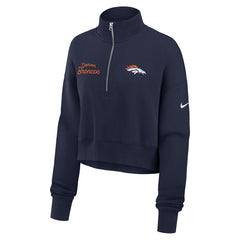 Denver Broncos Women's Primetime Phoenix Half-Zip Sweatshirt Navy | Nike for Sale