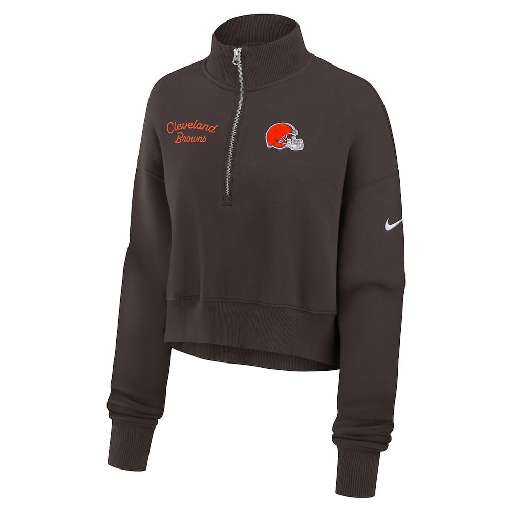 Cleveland Browns Women's Primetime Phoenix Half-Zip Sweatshirt Brown | Nike for Sale