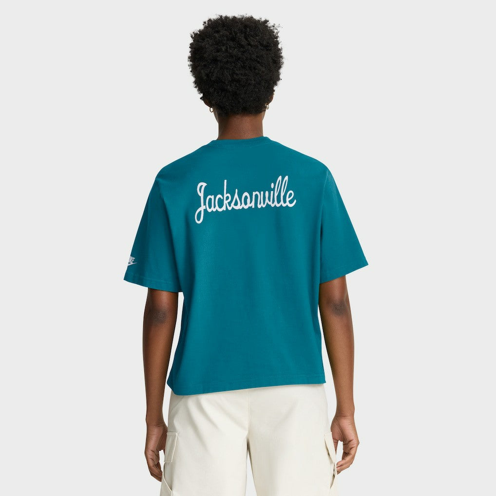 Jacksonville Jaguars Women's Rewind Pocket Boxy T-Shirt Teal | Nike for Sale