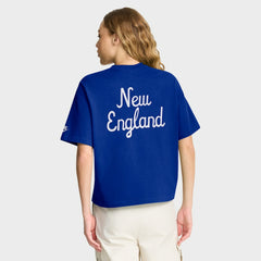 New England Patriots Women's Rewind Pocket Boxy T-Shirt Royal | Nike for Sale
