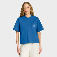 Detroit Lions Women's Rewind Pocket Boxy T-Shirt Blue | Nike for Sale
