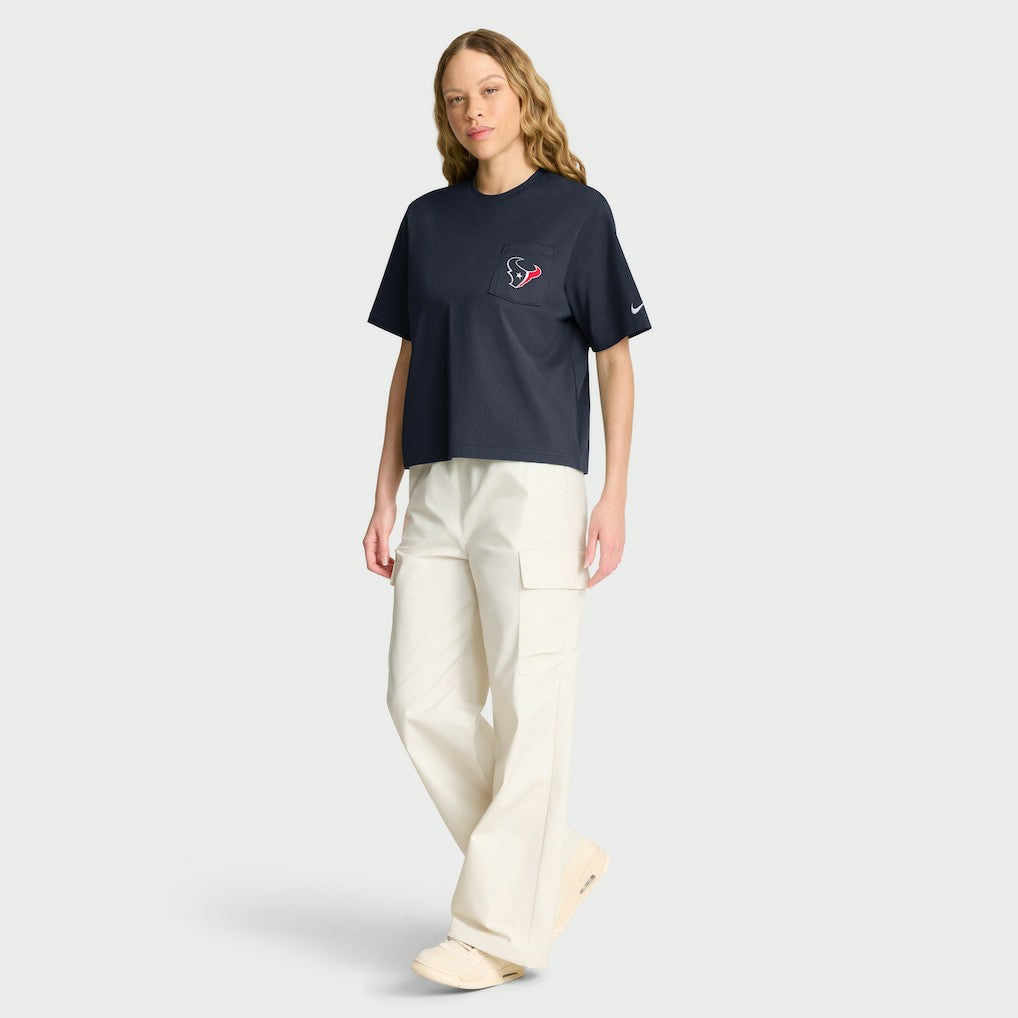 Houston Texans Women's Rewind Pocket Boxy T-Shirt Navy | Nike for Sale