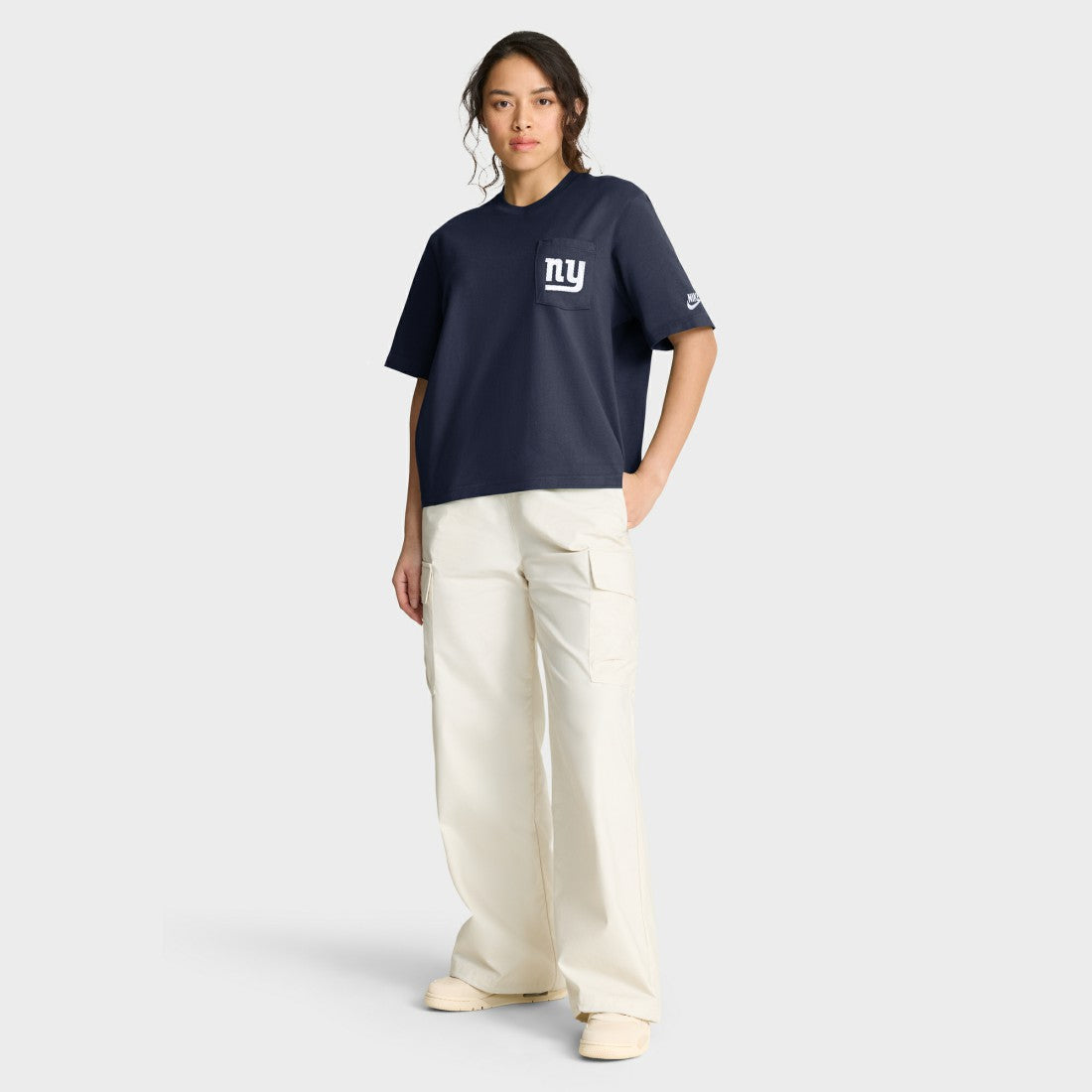 New York Giants Women's Rewind Pocket Boxy T-Shirt Royal | Nike for Sale