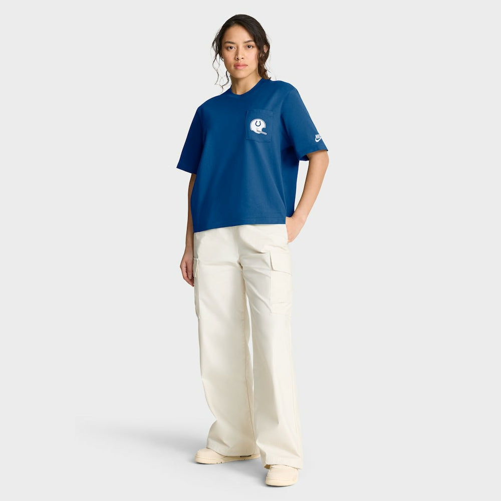 Indianapolis Colts Women's Rewind Pocket Boxy T-Shirt Royal | Nike for Sale