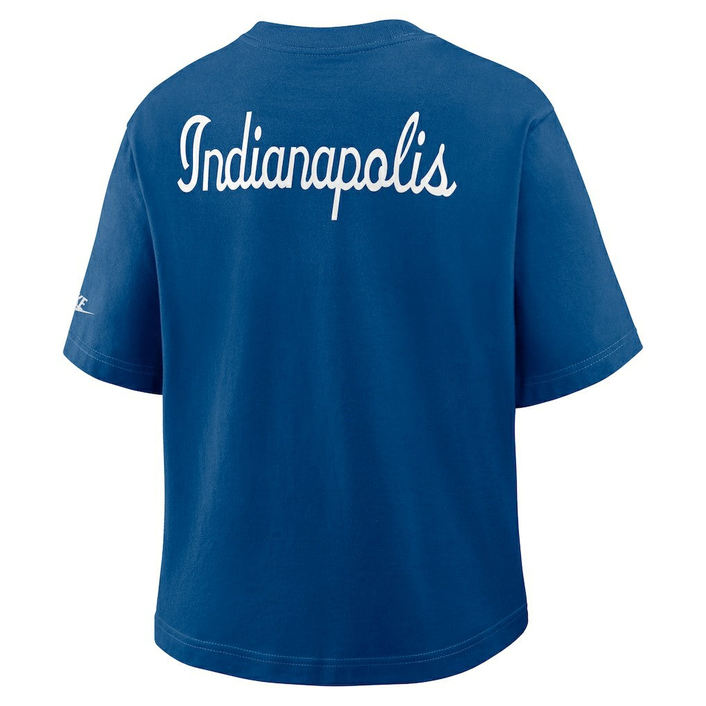 Indianapolis Colts Women's Rewind Pocket Boxy T-Shirt Royal | Nike for Sale
