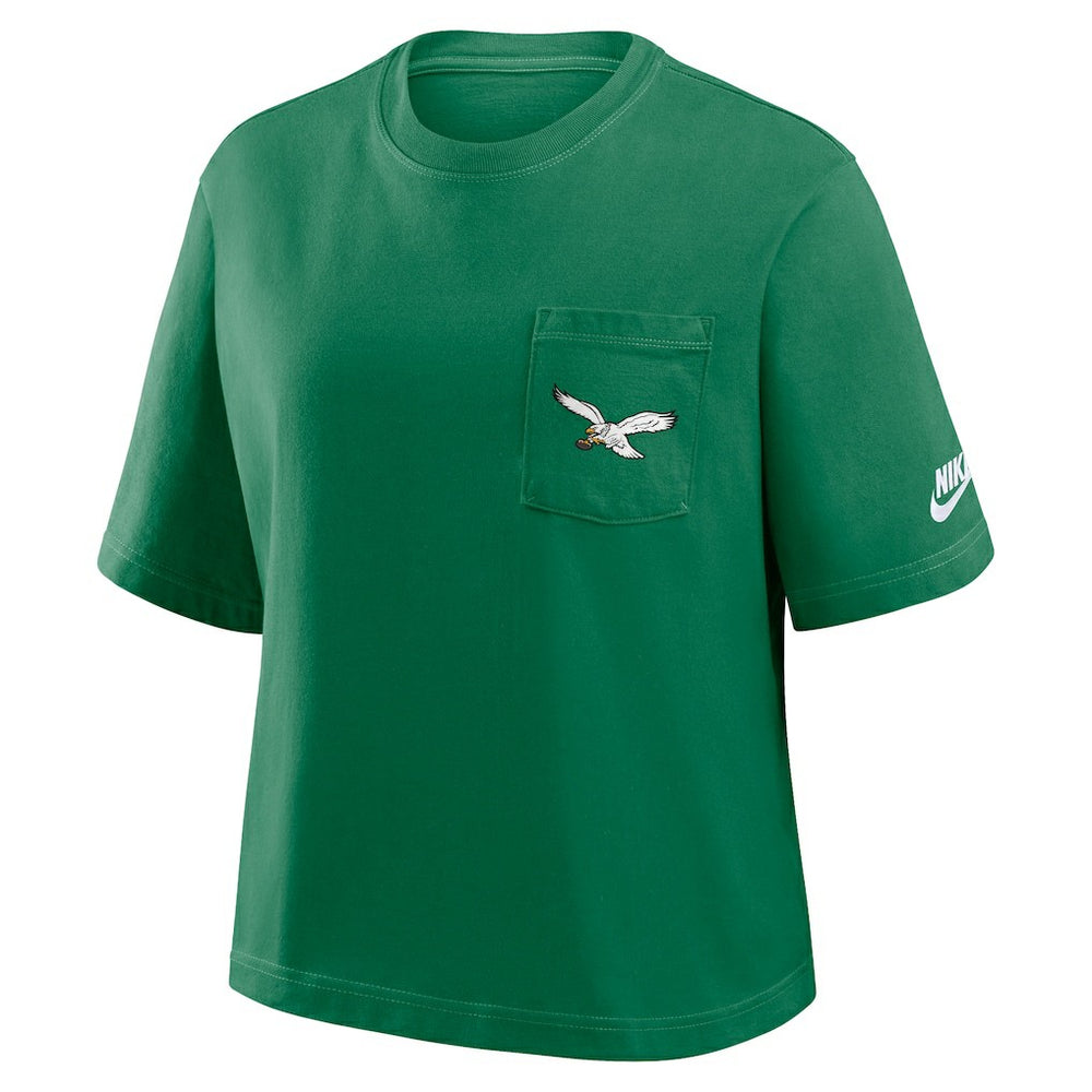 Philadelphia Eagles Women's Rewind Pocket Boxy T-Shirt Kelly Green | Nike for Sale