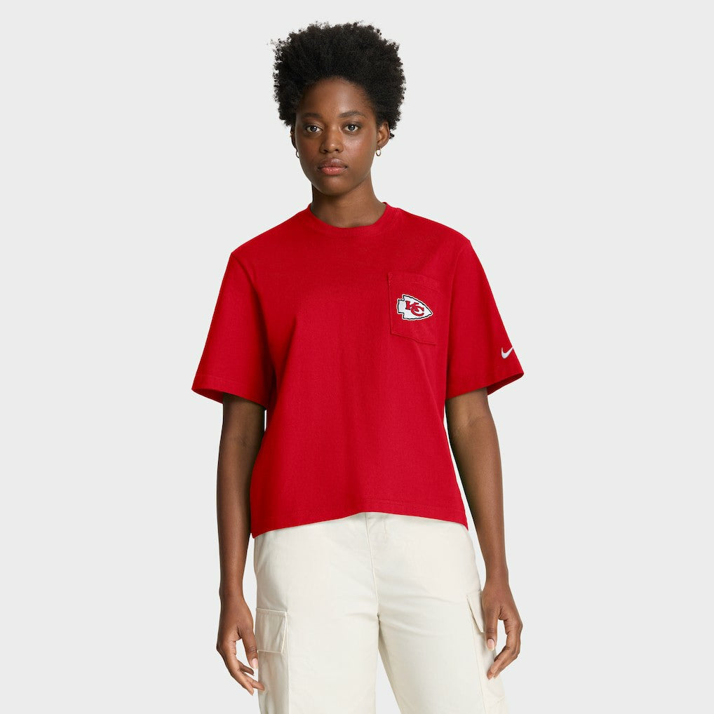 Kansas City Chiefs Women's Rewind Pocket Boxy T-Shirt Red | Nike for Sale