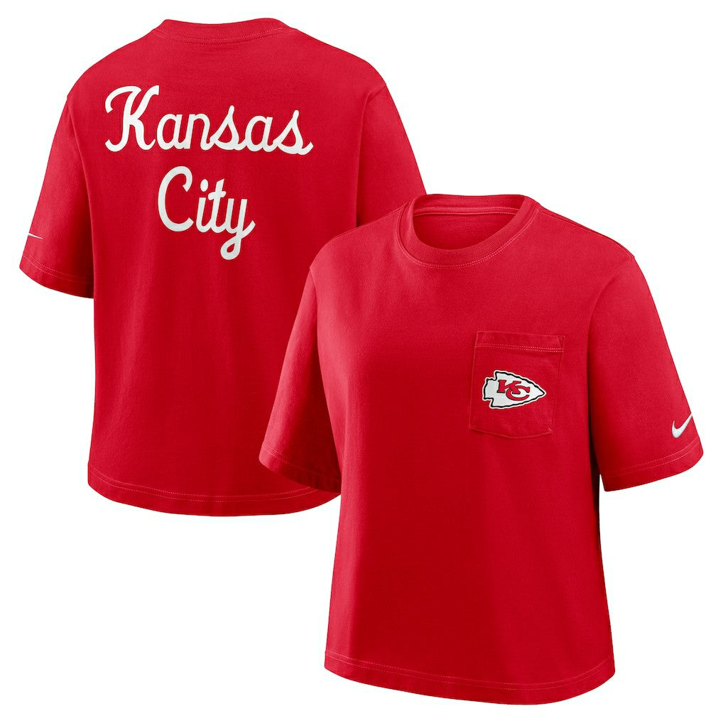 Kansas City Chiefs Women's Rewind Pocket Boxy T-Shirt Red | Nike for Sale