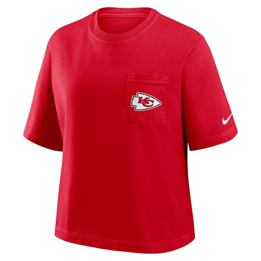 Kansas City Chiefs Women's Rewind Pocket Boxy T-Shirt Red | Nike for Sale