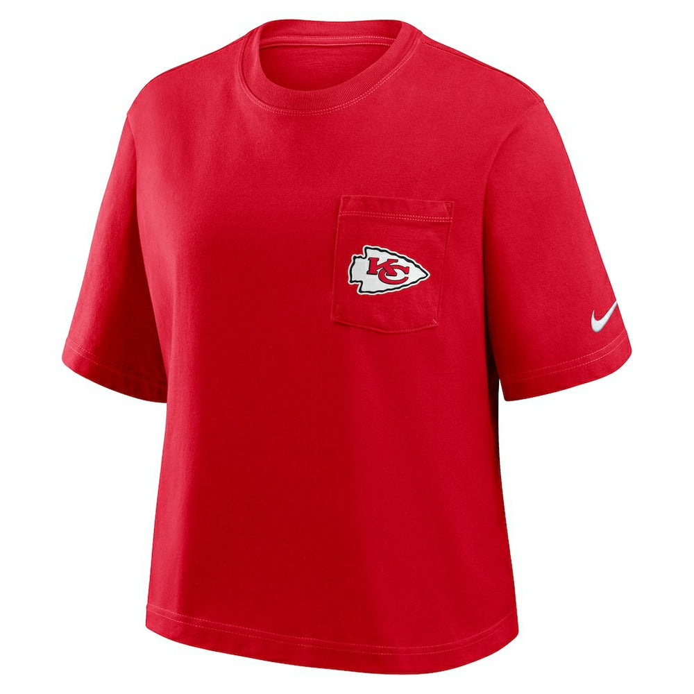Kansas City Chiefs Women's Rewind Pocket Boxy T-Shirt Red | Nike for Sale