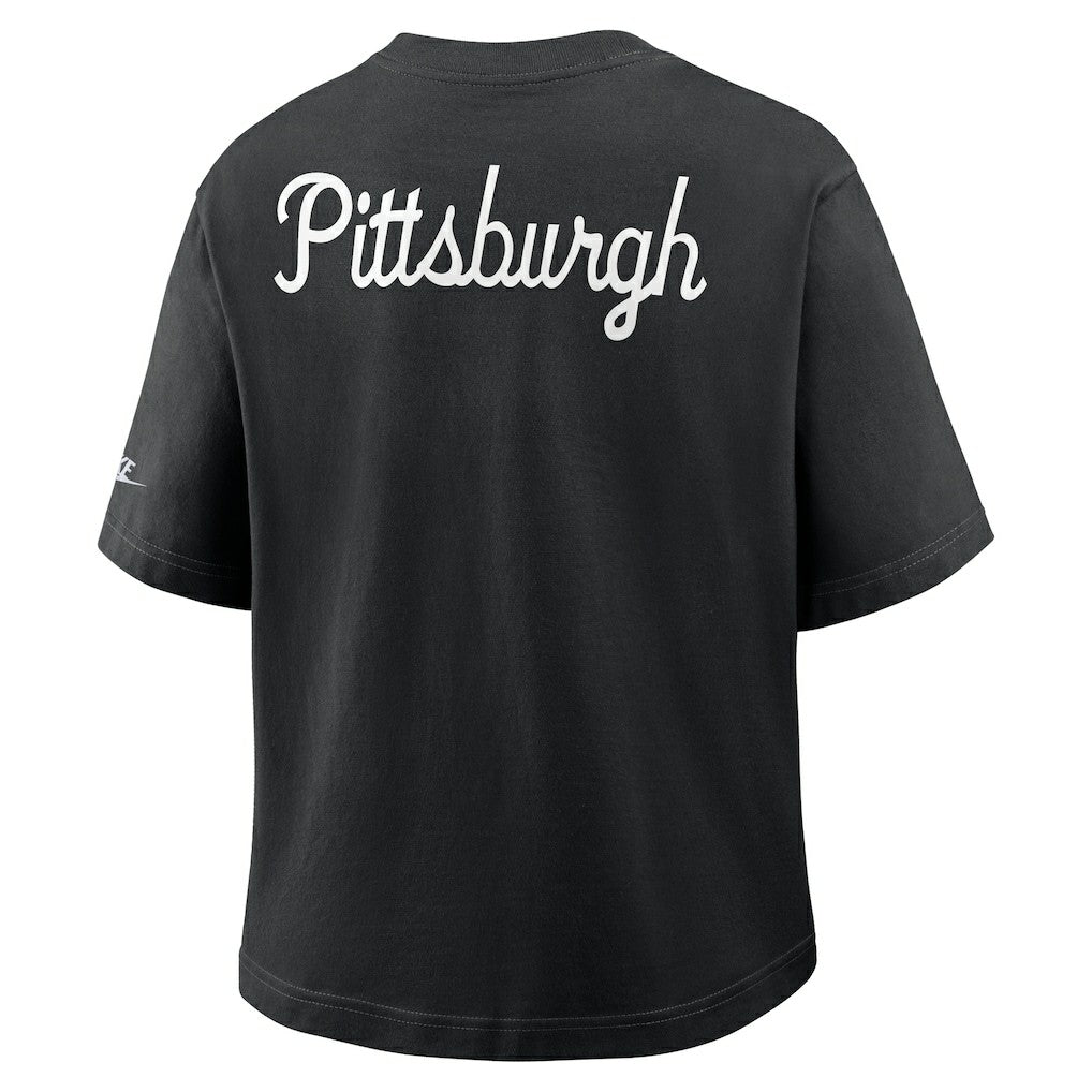 Pittsburgh Steelers Women's Rewind Pocket Boxy T-Shirt Black | Nike for Sale