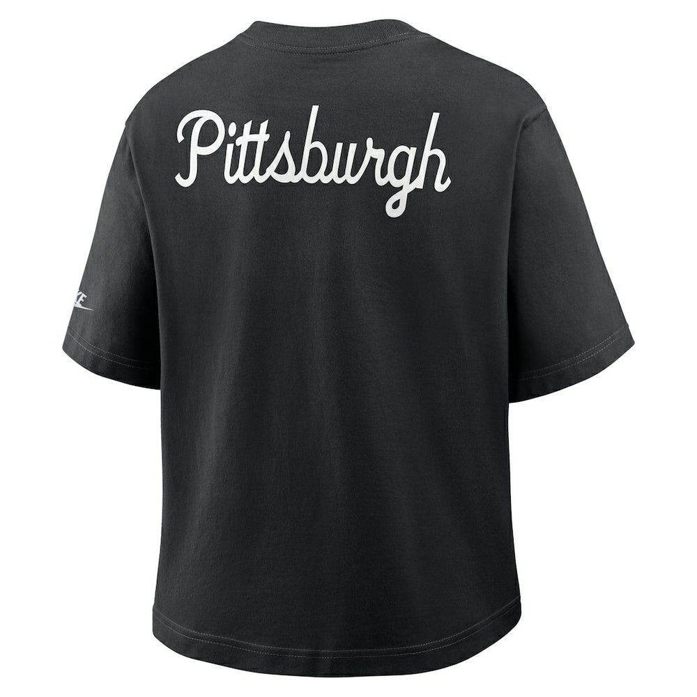 Pittsburgh Steelers Women's Rewind Pocket Boxy T-Shirt Black | Nike for Sale