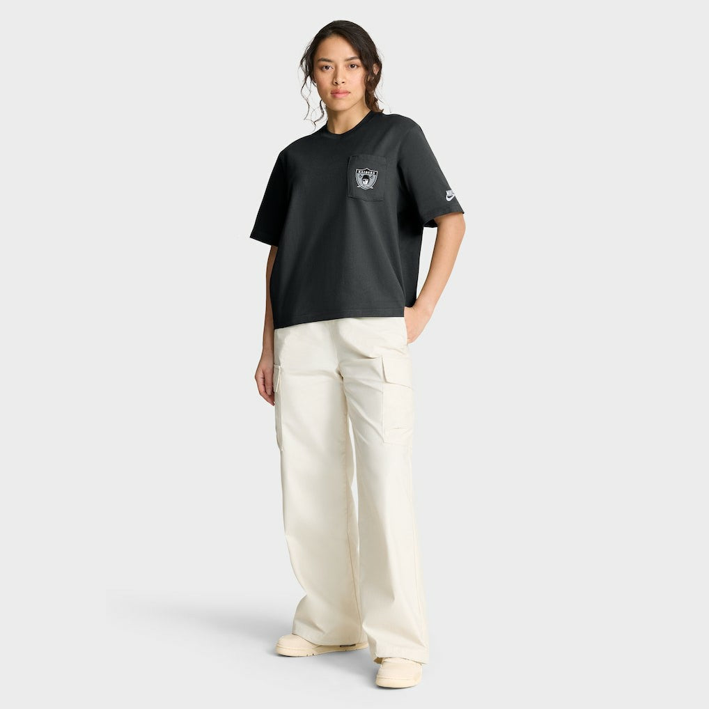 Las Vegas Raiders Women's Rewind Pocket Boxy T-Shirt Black | Nike for Sale