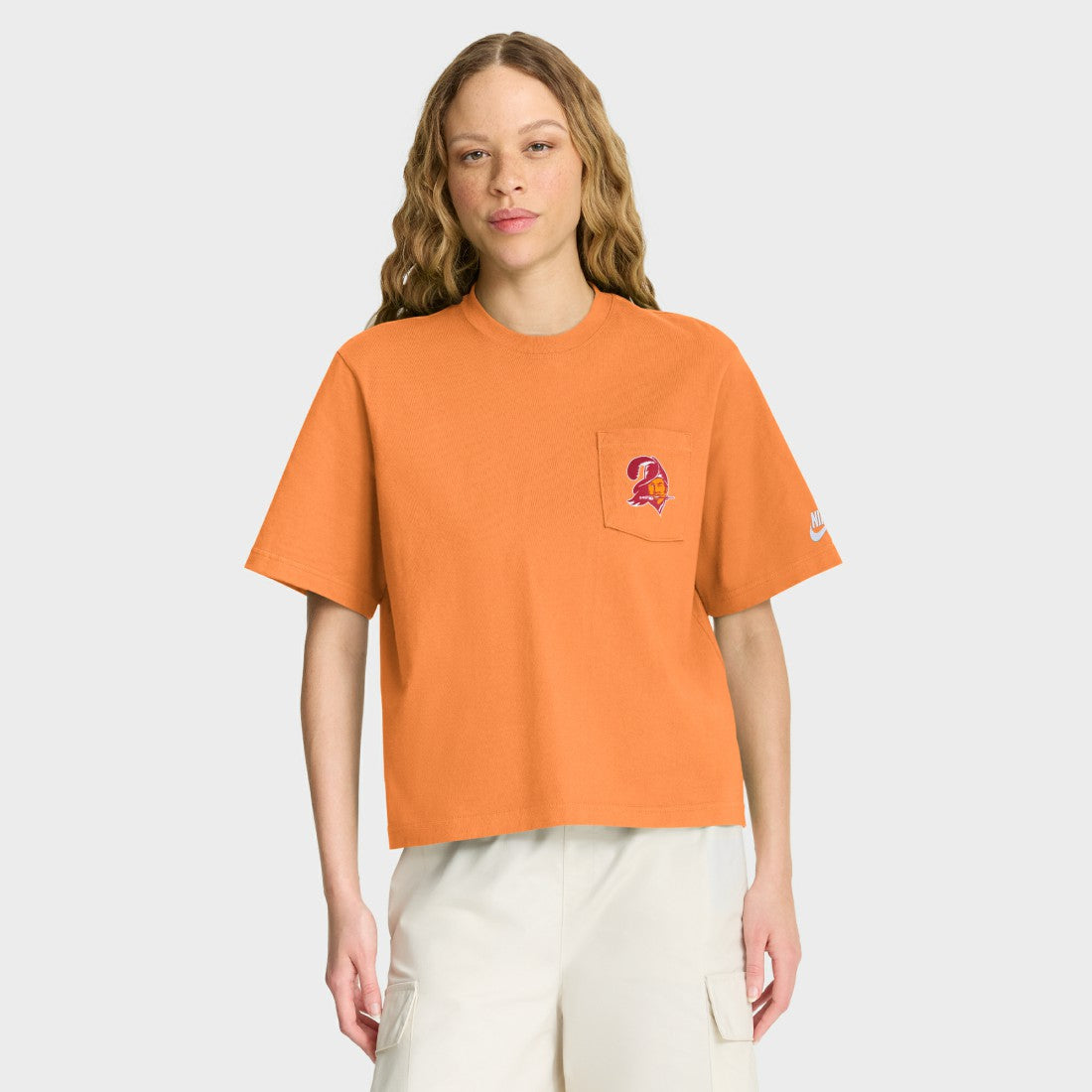Tampa Bay Buccaneers Women's Rewind Pocket Boxy T-Shirt Orange | Nike for Sale
