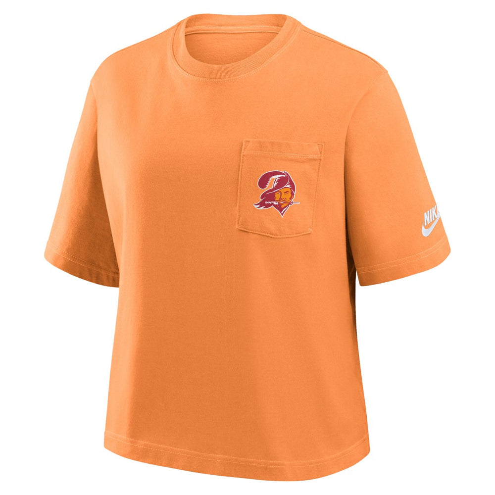 Tampa Bay Buccaneers Women's Rewind Pocket Boxy T-Shirt Orange | Nike for Sale