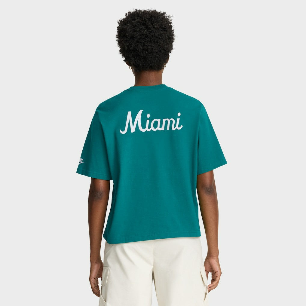 Miami Dolphins Women's Rewind Pocket Boxy T-Shirt Aqua | Nike for Sale
