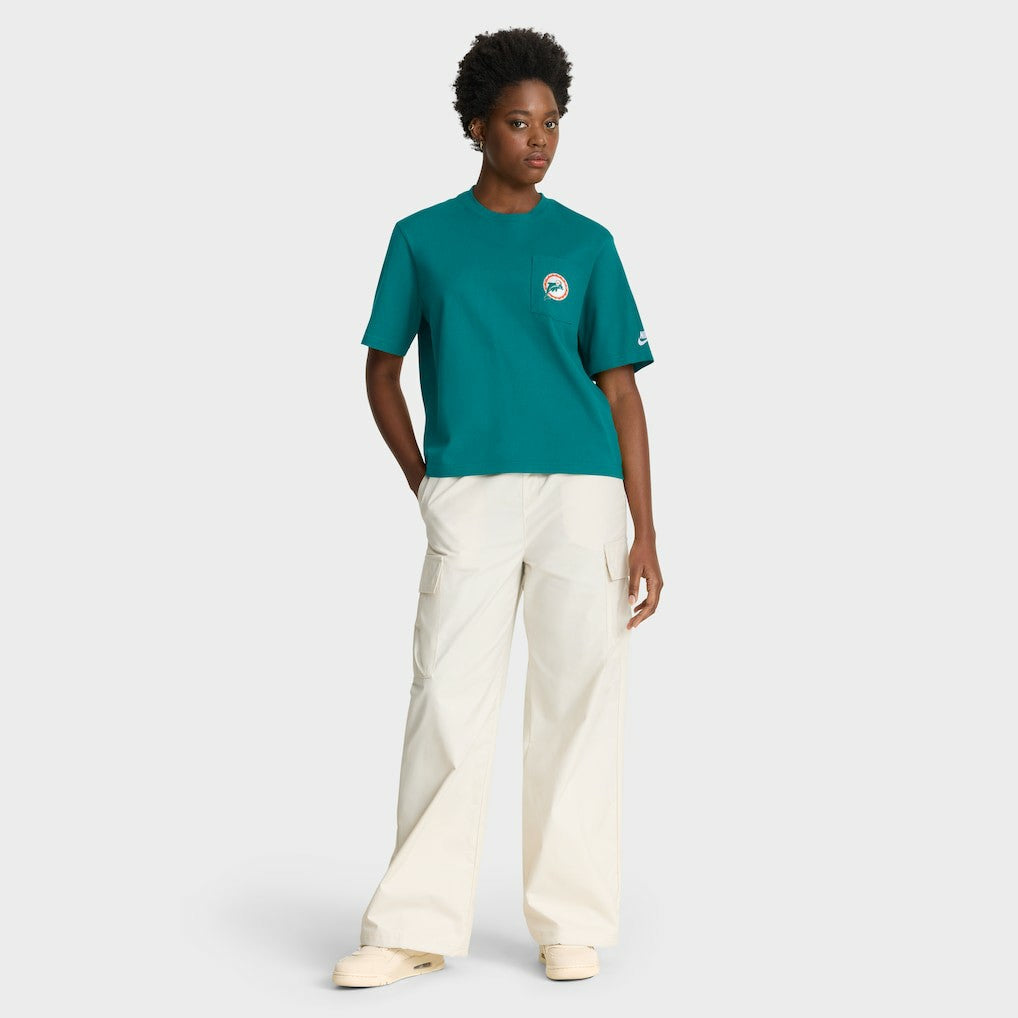 Miami Dolphins Women's Rewind Pocket Boxy T-Shirt Aqua | Nike for Sale
