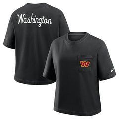 Washington Commanders Women's Rewind Pocket Boxy T-Shirt Black | Nike for Sale