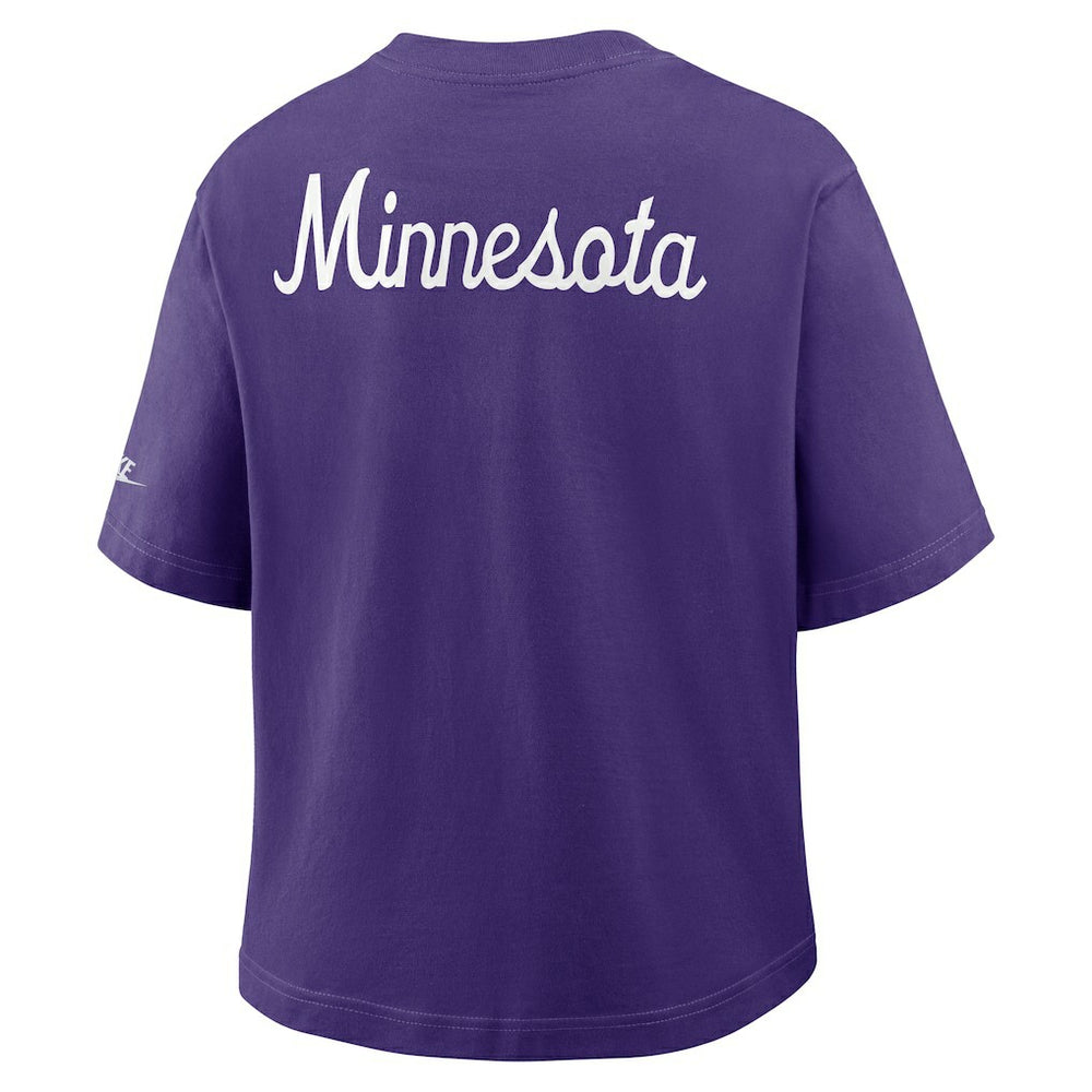 Minnesota Vikings Women's Rewind Pocket Boxy T-Shirt Purple | Nike for Sale