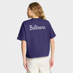 Baltimore Ravens Women's Rewind Pocket Boxy T-Shirt Purple | Nike for Sale