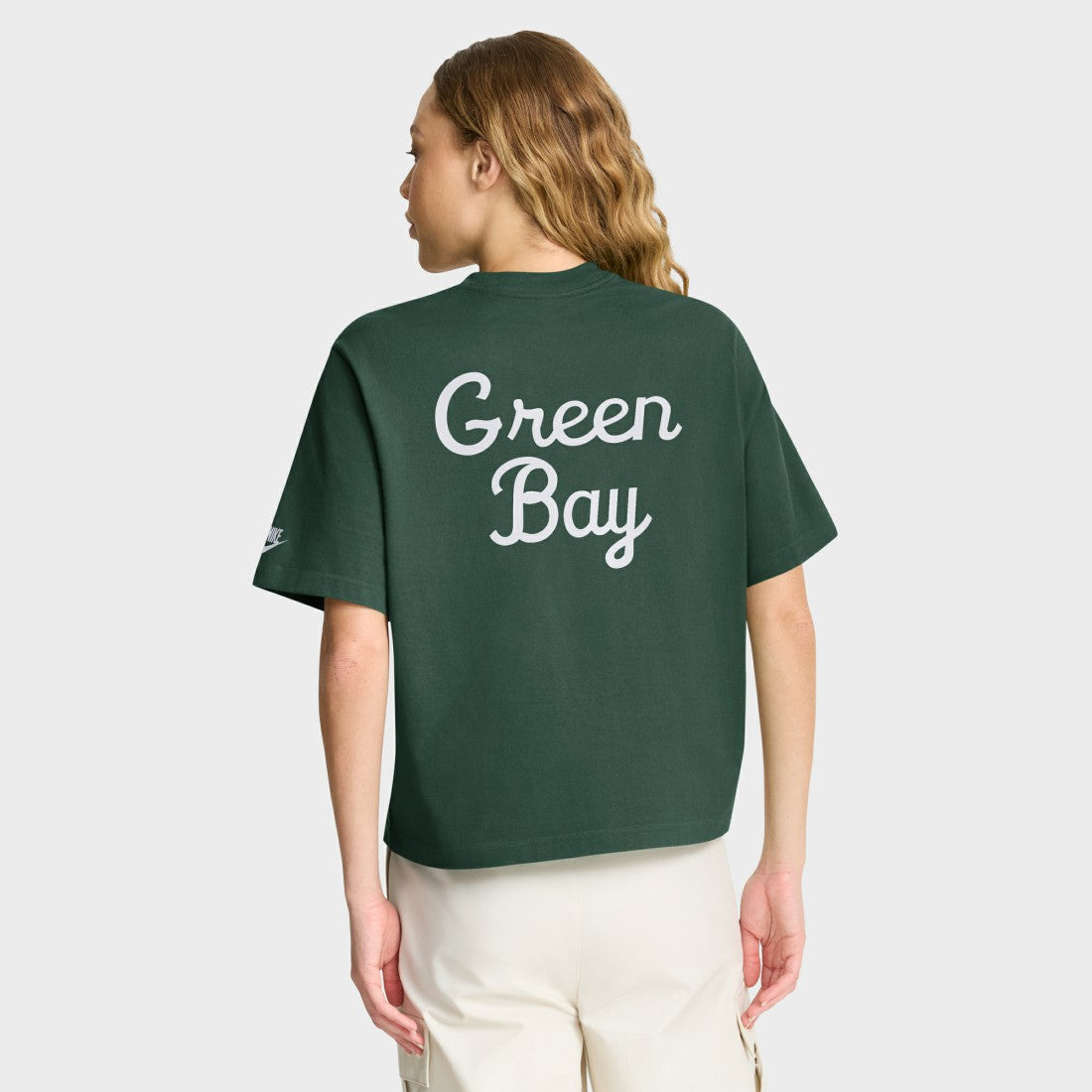 Green Bay Packers Women's Rewind Pocket Boxy T-Shirt Green | Nike for Sale