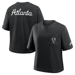 Atlanta Falcons Women's Rewind Pocket Boxy T-Shirt Black | Nike for Sale