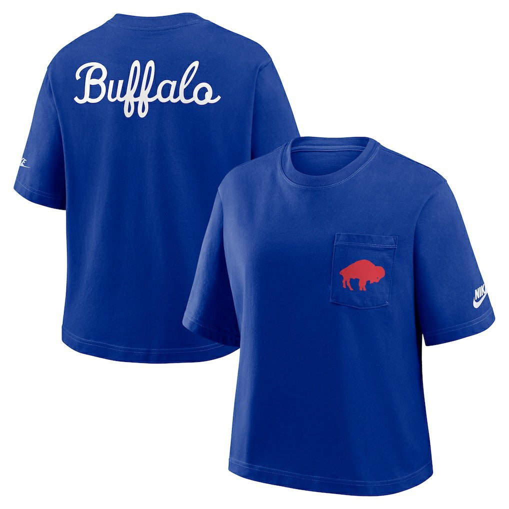 Buffalo Bills Women's Rewind Pocket Boxy T-Shirt Royal | Nike for Sale