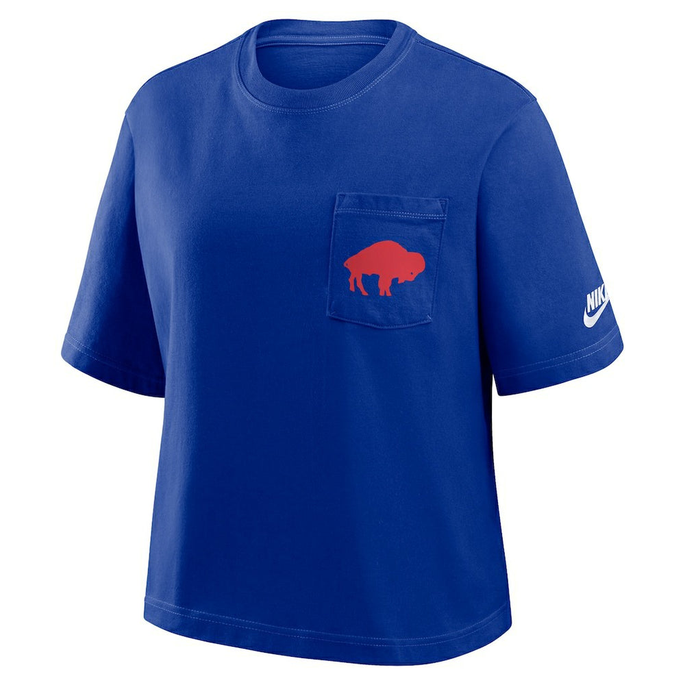 Buffalo Bills Women's Rewind Pocket Boxy T-Shirt Royal | Nike for Sale
