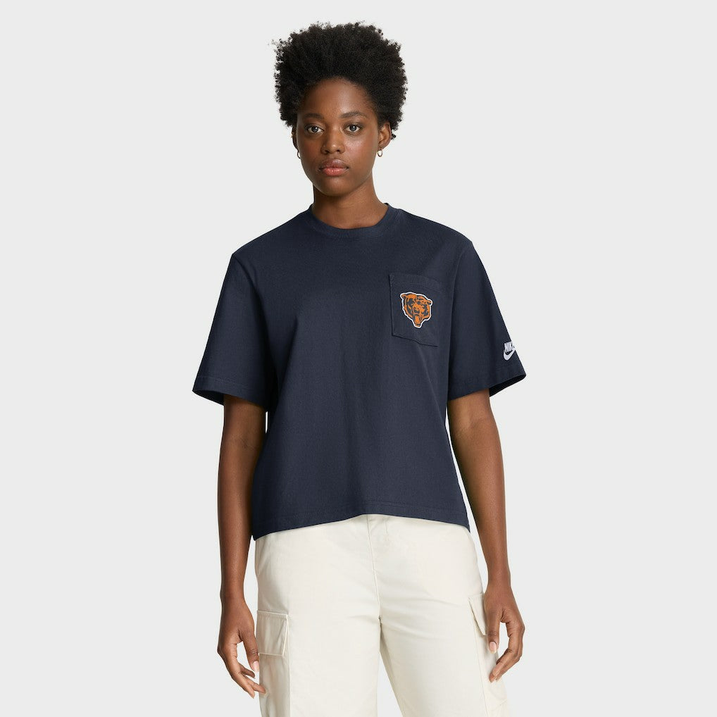 Chicago Bears Women's Rewind Pocket Boxy T-Shirt Navy | Nike for Sale