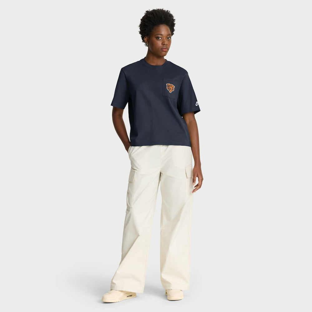 Chicago Bears Women's Rewind Pocket Boxy T-Shirt Navy | Nike for Sale