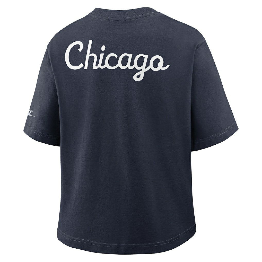 Chicago Bears Women's Rewind Pocket Boxy T-Shirt Navy | Nike for Sale
