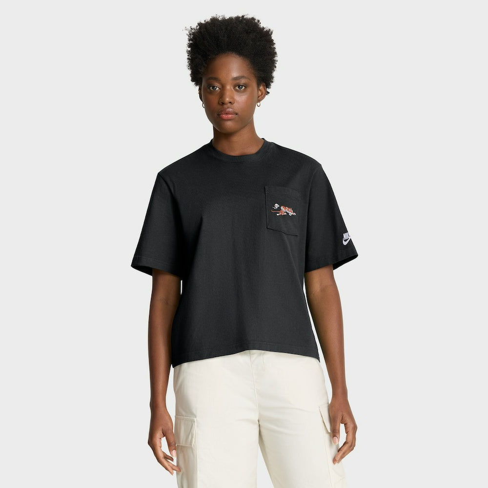 Cincinnati Bengals Women's Rewind Pocket Boxy T-Shirt Black | Nike for Sale