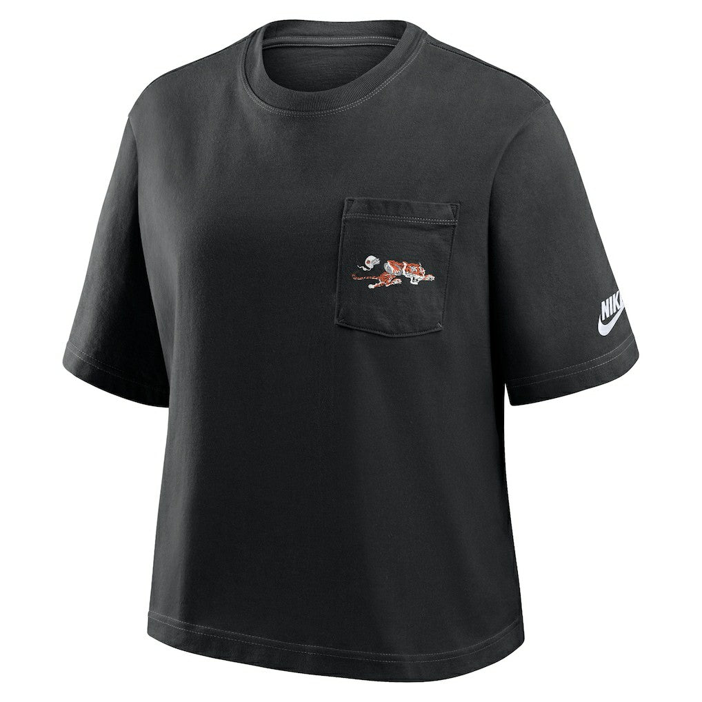 Cincinnati Bengals Women's Rewind Pocket Boxy T-Shirt Black | Nike for Sale