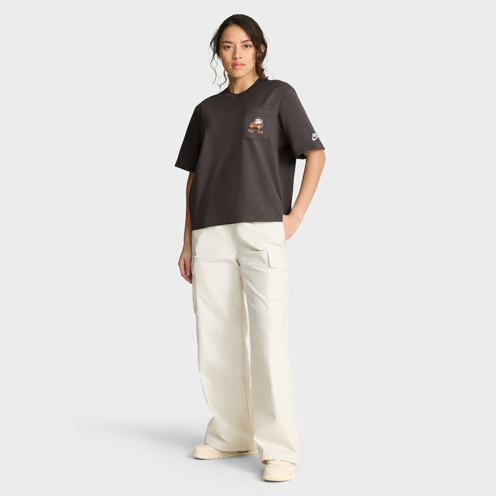 Cleveland Browns Women's Rewind Pocket Boxy T-Shirt Brown | Nike for Sale