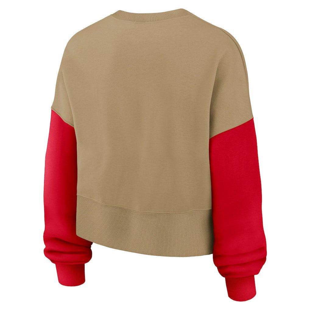 San Francisco 49ers Women's Oversized Rewind Pullover Sweatshirt Tan | Nike for Sale