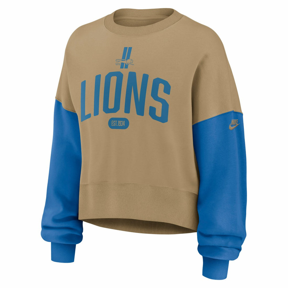 Detroit Lions Women's Oversized Rewind Pullover Sweatshirt Tan | Nike for Sale