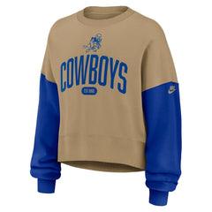 Dallas Cowboys Women's Oversized Rewind Pullover Sweatshirt Tan | Nike for Sale
