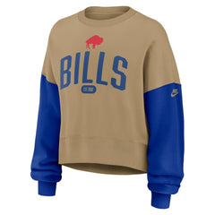 Buffalo Bills Women's Oversized Rewind Pullover Sweatshirt Tan | Nike for Sale