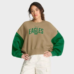 Philadelphia Eagles Women's Oversized Rewind Pullover Sweatshirt Tan | Nike for Sale