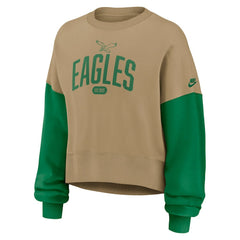 Philadelphia Eagles Women's Oversized Rewind Pullover Sweatshirt Tan | Nike for Sale