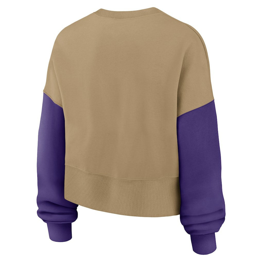 Minnesota Vikings Women's Oversized Rewind Pullover Sweatshirt Tan | Nike for Sale