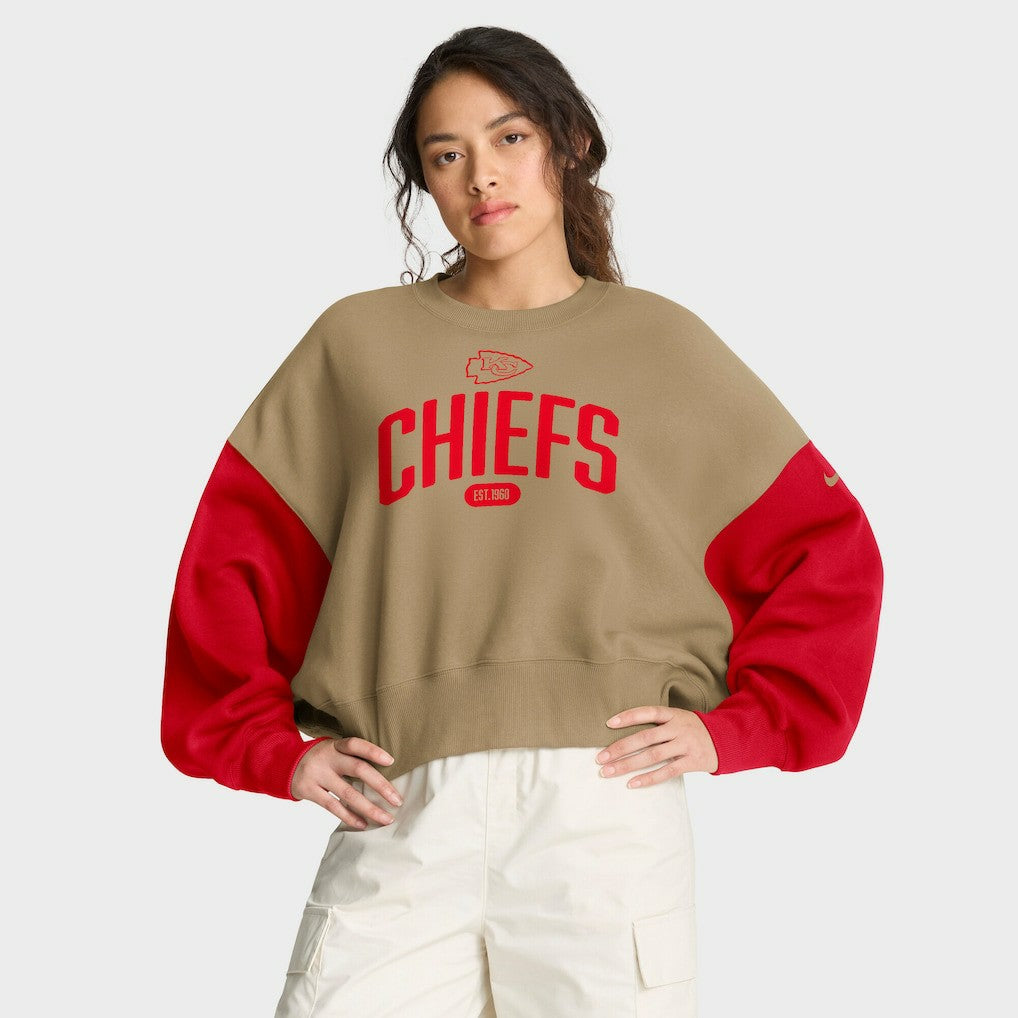 Kansas City Chiefs Women's Oversized Rewind Pullover Sweatshirt Tan | Nike for Sale
