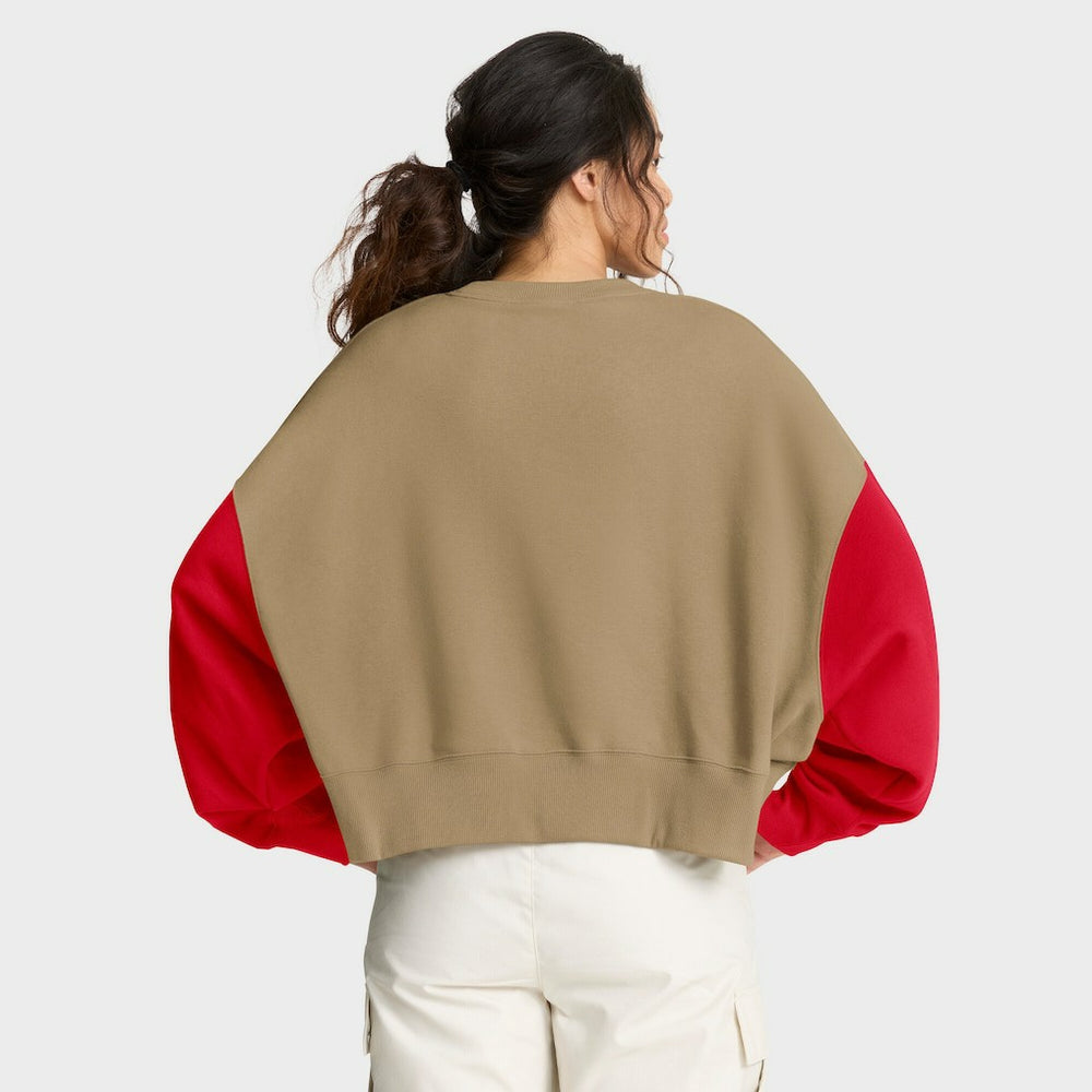 Kansas City Chiefs Women's Oversized Rewind Pullover Sweatshirt Tan | Nike for Sale