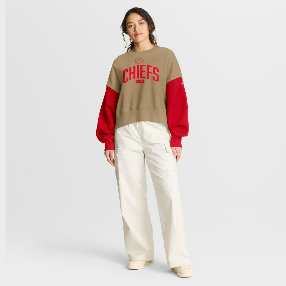 Kansas City Chiefs Women's Oversized Rewind Pullover Sweatshirt Tan | Nike for Sale