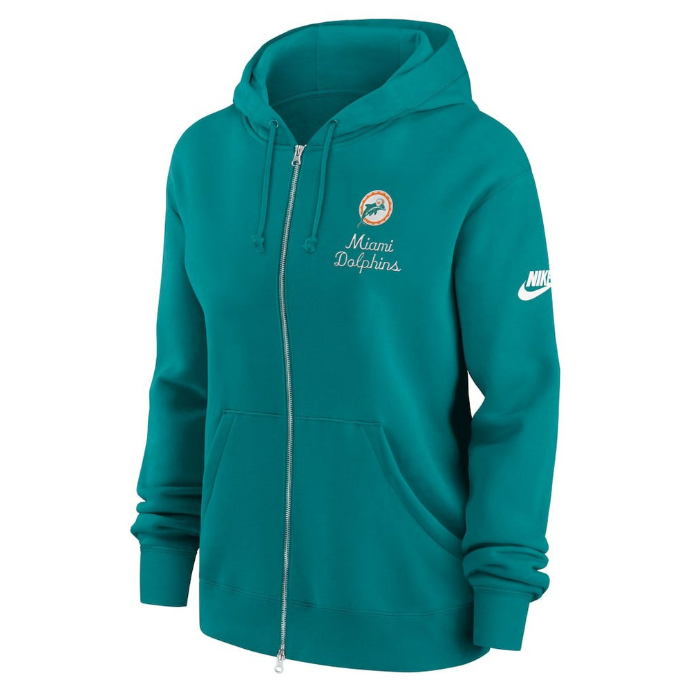 Miami Dolphins Women's Phoenix Rewind Full-Zip Hoodie Aqua | Nike for Sale