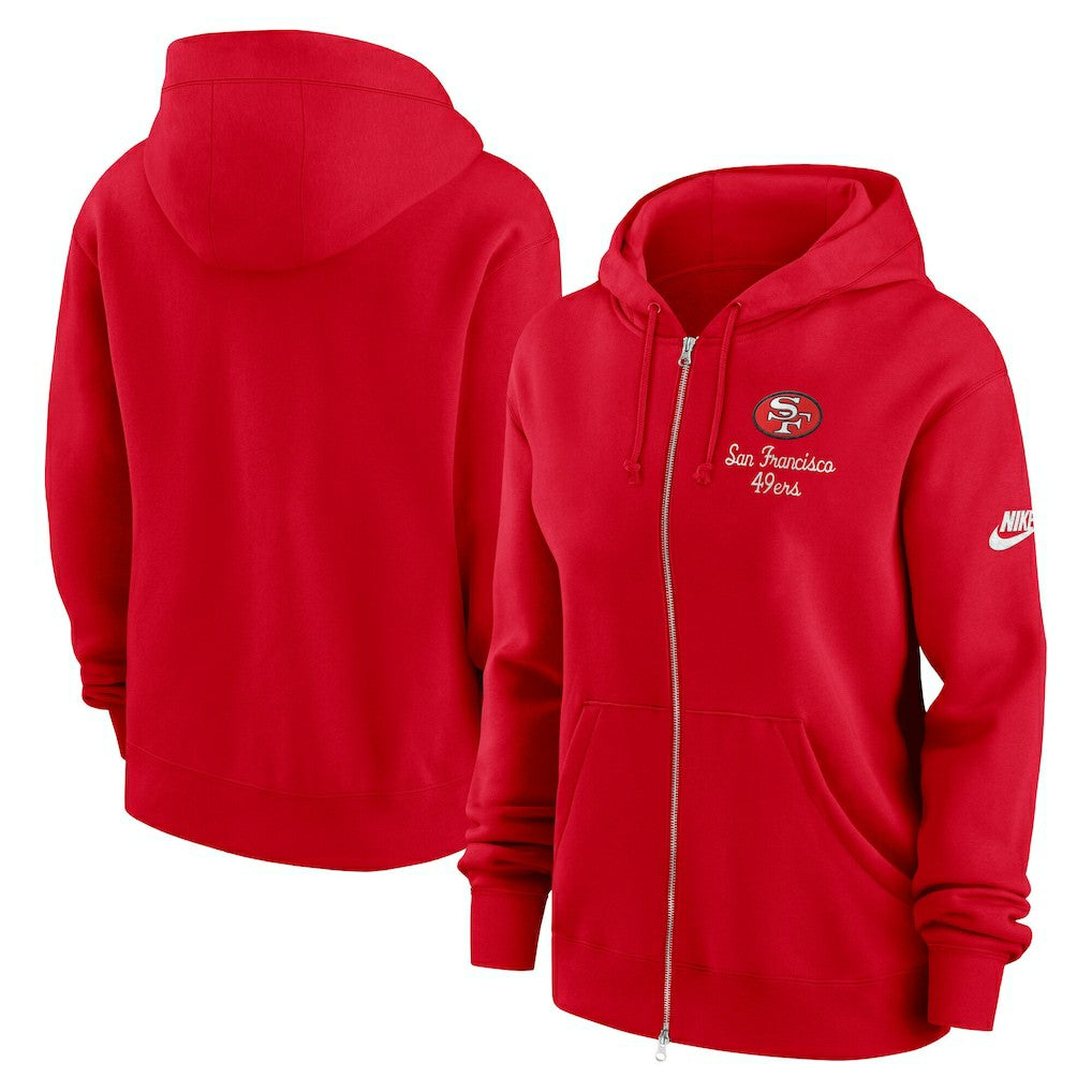 San Francisco 49ers Women's Phoenix Rewind Full-Zip Hoodie Scarlet | Nike for Sale