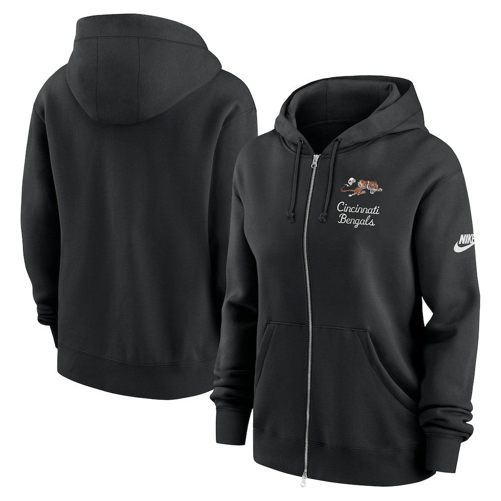 Cincinnati Bengals Women's Phoenix Rewind Full-Zip Hoodie Black | Nike for Sale