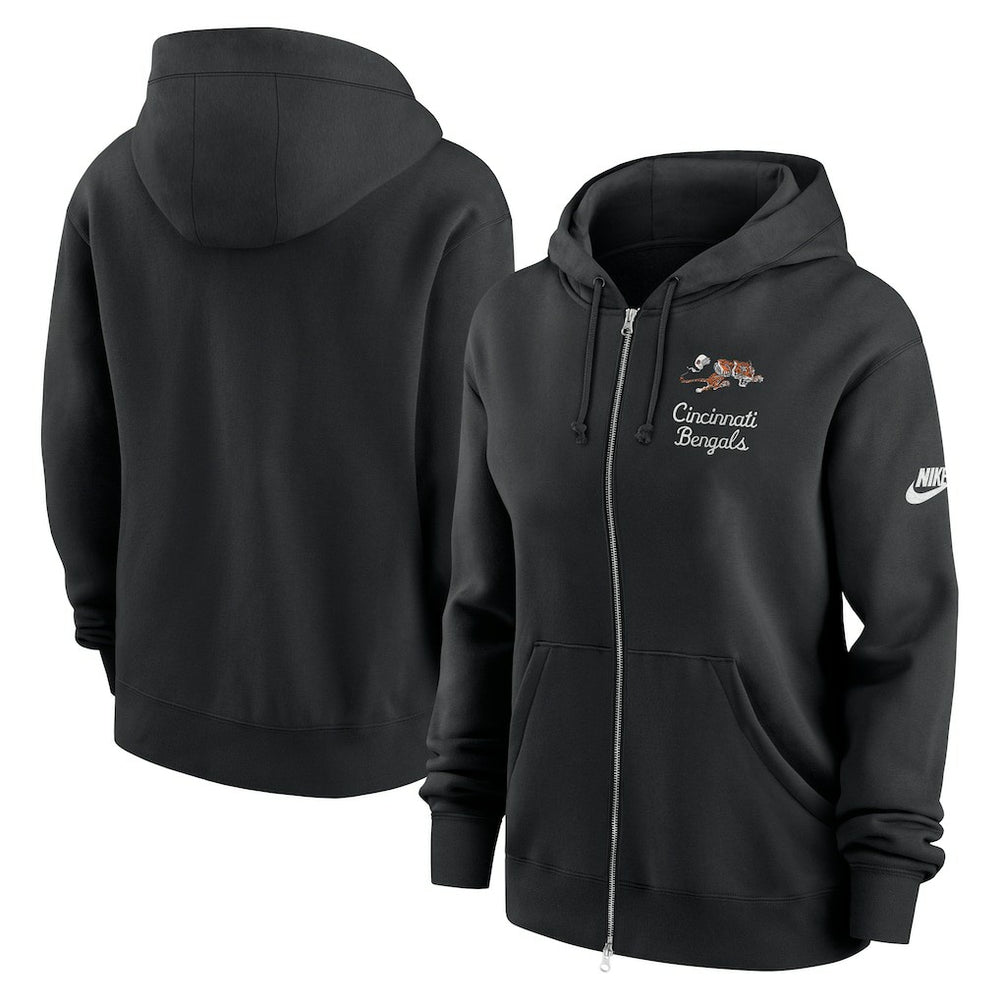 Cincinnati Bengals Women's Phoenix Rewind Full-Zip Hoodie Black | Nike for Sale
